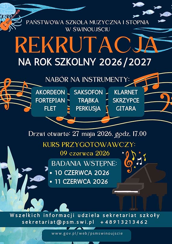 Rekrutacja do Szko�y Muzycznej w �winouj�ciu. Drzwi otwarte ju� 27 maja