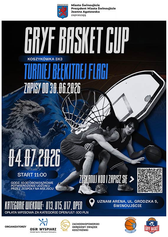 Gryf Basket Cup – Turniej B��kitnej Flagi 2026 ju� 4 lipca w �winouj�ciu