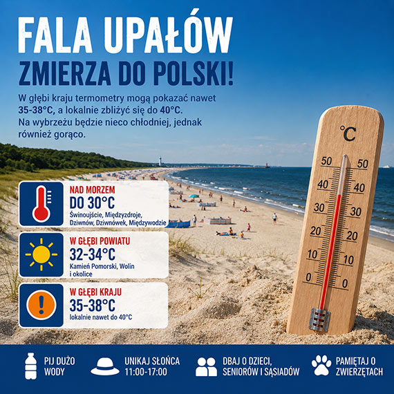 Fala upałów zmierza do Polski. Mieszkańcy Świnoujścia powinni zachować ostrożność