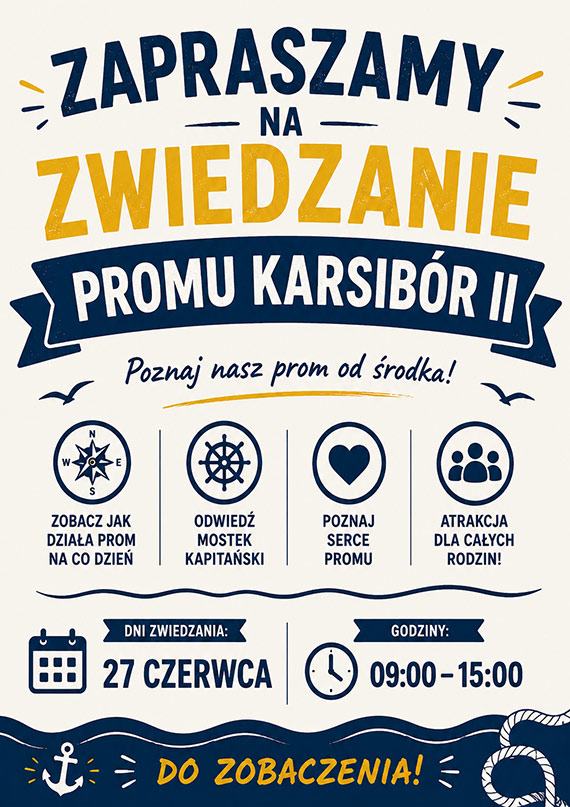 Zwiedzanie promu Karsibór II i dodatkowe kursy Bielików podczas Dni Morza